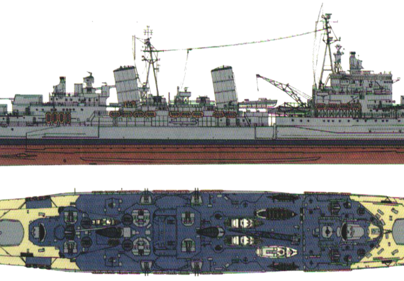 Крейсер HMS Belfast 1945 [Heavy Cruiser] - чертежи, габариты, рисунки